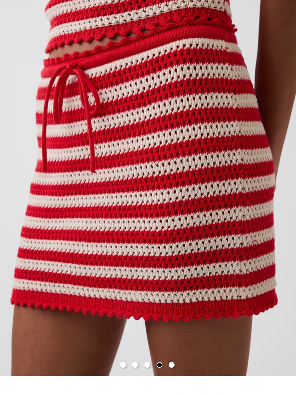 GAP Red and White Striped Crochet Mini Skort